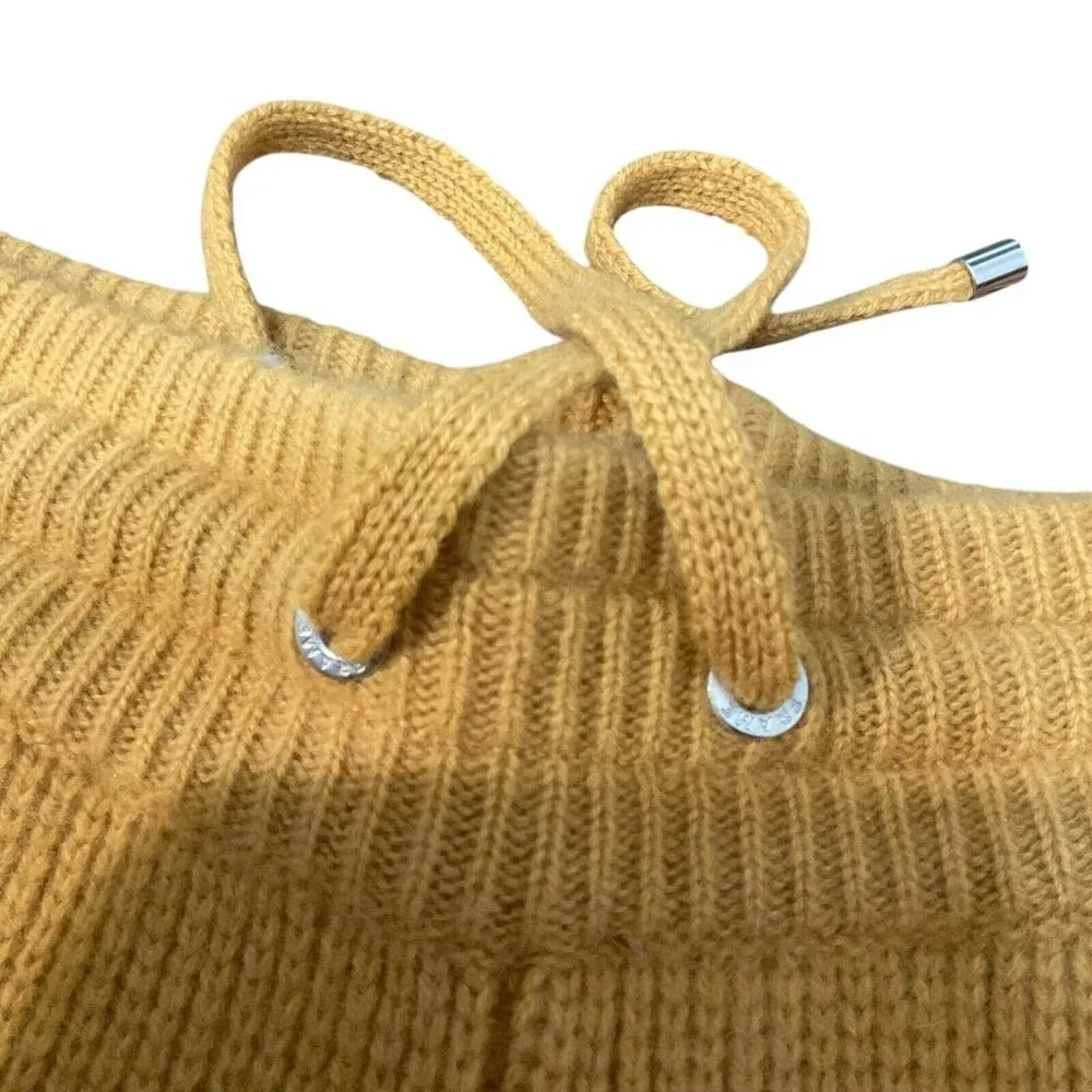 Frame Wide-Leg Ribbed Cashmere Drawstring Shorts Yellow mustard summer knitted